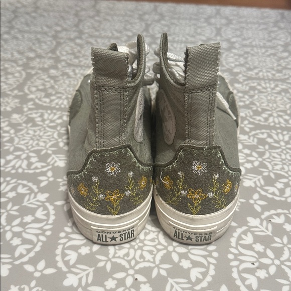 Converse Olive Green All Star Lift  High-Tops with Embroidered Accents - Picture 3 of 6